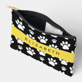 ポーパターン、犬の足、白黒、あなたの名前 アクセサリーポーチ (見開き)