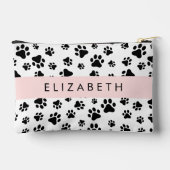 ポーパターン、犬の足、白黒、あなたの名前 アクセサリーポーチ (裏面)