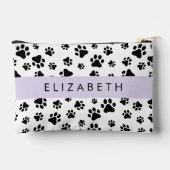 ポーパターン、犬の足、白黒、あなたの名前 アクセサリーポーチ (裏面)