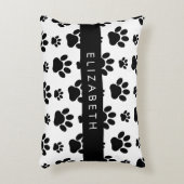 ポーパターン、犬の足、白黒、あなたの名前 アクセントクッション (正面(垂直))