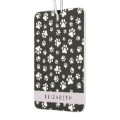 ポーパターン、犬の足、白黒、あなたの名前 カーエアーフレッシュナー (左)