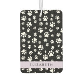 ポーパターン、犬の足、白黒、あなたの名前 カーエアーフレッシュナー (裏面)