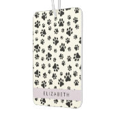 ポーパターン、犬の足、白黒、あなたの名前 カーエアーフレッシュナー (左)