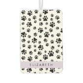 ポーパターン、犬の足、白黒、あなたの名前 カーエアーフレッシュナー (裏面)