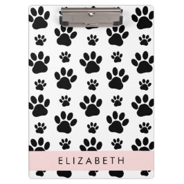 ポーパターン、犬の足、白黒、あなたの名前 クリップボード