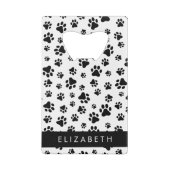 ポーパターン、犬の足、白黒、あなたの名前 クレジットカード栓抜き (裏面)