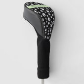 ポーパターン、犬の足、白黒、あなたの名前 ゴルフヘッドカバー (アングル)