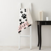 ポーパターン、犬の足、白黒、あなたの名前 シェルパブランケット (インサイチュ)