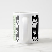 ポーパターン、犬の足、白黒、あなたの名前 ジャンボコーヒーマグカップ (裏面)