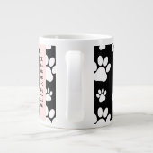ポーパターン、犬の足、白黒、あなたの名前 ジャンボコーヒーマグカップ (裏面)