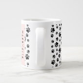 ポーパターン、犬の足、白黒、あなたの名前 ジャンボコーヒーマグカップ (裏面)