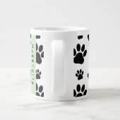 ポーパターン、犬の足、白黒、あなたの名前 ジャンボコーヒーマグカップ (裏面)