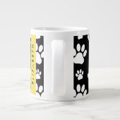 ポーパターン、犬の足、白黒、あなたの名前 ジャンボコーヒーマグカップ (裏面)