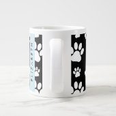ポーパターン、犬の足、白黒、あなたの名前 ジャンボコーヒーマグカップ (裏面)