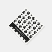 ポーパターン、犬の足、白黒、あなたの名前 スタンダードカクテルナプキン (角)