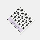 ポーパターン、犬の足、白黒、あなたの名前 スタンダードカクテルナプキン (角)