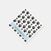 ポーパターン、犬の足、白黒、あなたの名前 スタンダードカクテルナプキン (角)