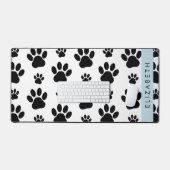 ポーパターン、犬の足、白黒、あなたの名前 デスクマット (キーボード&マウス)