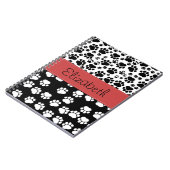 ポーパターン、犬の足、白黒、あなたの名前 ノートブック (左側)