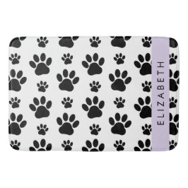 ポーパターン、犬の足、白黒、あなたの名前 バスマット