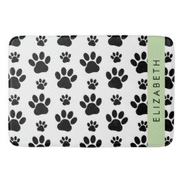 ポーパターン、犬の足、白黒、あなたの名前 バスマット