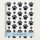 ポーパターン、犬の足、白黒、あなたの名前 プランナー手帳 (正面)