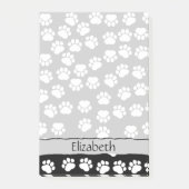 ポーパターン、犬の足、白黒、あなたの名前 ポストイット (正面)