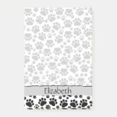 ポーパターン、犬の足、白黒、あなたの名前 ポストイット (正面)