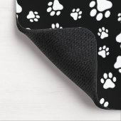 ポーパターン、犬の足、白黒、あなたの名前 マウスパッド (コーナー)