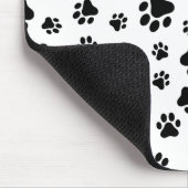 ポーパターン、犬の足、白黒、あなたの名前 マウスパッド (コーナー)