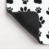 ポーパターン、犬の足、白黒、あなたの名前 マウスパッド (コーナー)