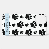 ポーパターン、犬の足、白黒、あなたの名前 Case-Mate iPhoneケース (裏面 (横))