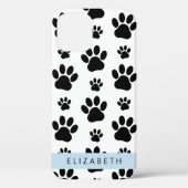 ポーパターン、犬の足、白黒、あなたの名前 Case-Mate iPhoneケース (裏面)