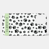 ポーパターン、犬の足、白黒、あなたの名前 Case-Mate iPhoneケース (裏面 (横))