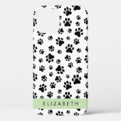 ポーパターン、犬の足、白黒、あなたの名前 Case-Mate iPhoneケース (裏面)