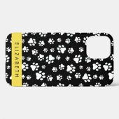 ポーパターン、犬の足、白黒、あなたの名前 Case-Mate iPhoneケース (裏面 (横))