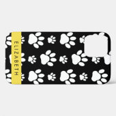 ポーパターン、犬の足、白黒、あなたの名前 Case-Mate iPhoneケース (裏面 (横))