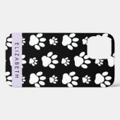 ポーパターン、犬の足、白黒、あなたの名前 Case-Mate iPhoneケース (裏面 (横))