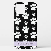 ポーパターン、犬の足、白黒、あなたの名前 Case-Mate iPhoneケース (裏面)