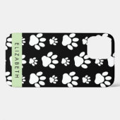 ポーパターン、犬の足、白黒、あなたの名前 Case-Mate iPhoneケース (裏面 (横))
