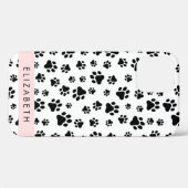 ポーパターン、犬の足、白黒、あなたの名前 Case-Mate iPhoneケース (裏面 (横))