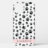 ポーパターン、犬の足、白黒、あなたの名前 Case-Mate iPhoneケース (裏面)
