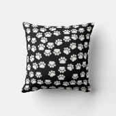 ポーパターン、犬の足、白黒、モノグラム クッション (裏面)
