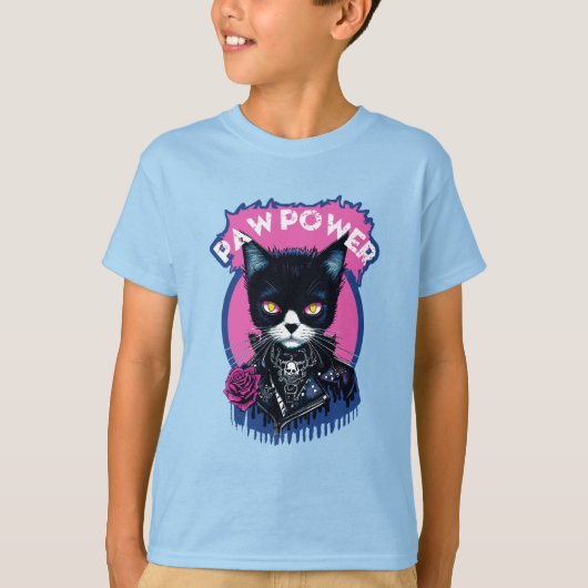 ポーパワーパンク猫 Tシャツ (正面)