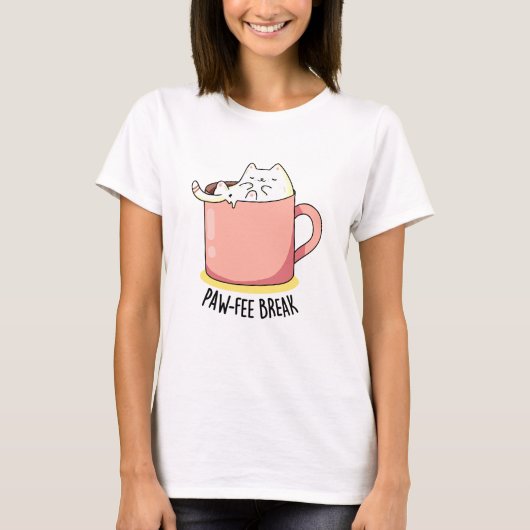 ポーフィーおもしろいブレイクキャットコーヒーパン Tシャツ (正面)