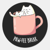 ポーフィーおもしろいブレイクキャットコーヒープンダークBG ラウンドシール (正面)