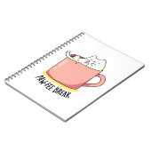 ポーフィーおもしろいーはマグカップのコーヒーパンで子猫をブレーク ノートブック (左側)