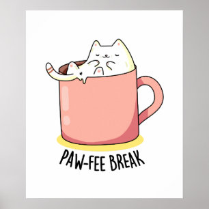 ポーフィーおもしろいーはマグカップのコーヒーパンで子猫をブレーク ポスター