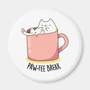 ポーフィーおもしろいーはマグカップのコーヒーパンで子猫をブレーク マグネット