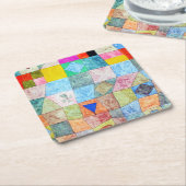 ポーフレンドリール・クレー スクエアペーパーコースター (アングル)